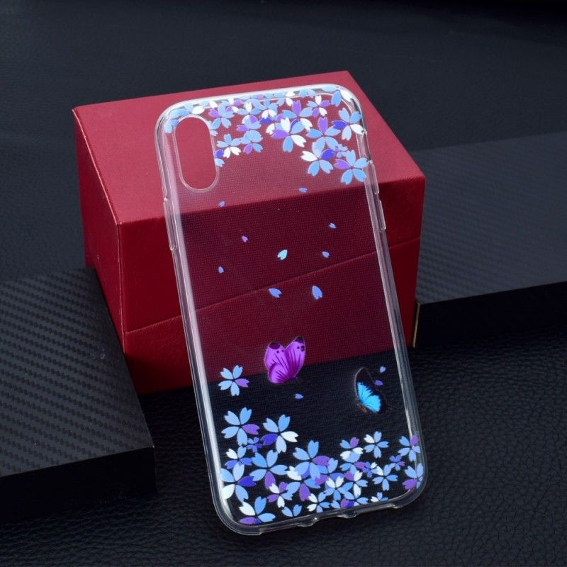 Hülle iPhone XR Handyhülle Transparente Schmetterlinge Und Blumen