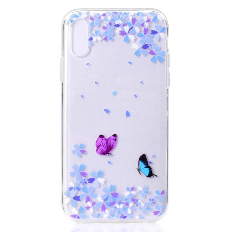 Hülle iPhone XR Handyhülle Transparente Schmetterlinge Und Blumen