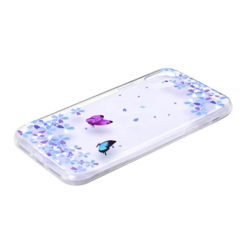 Hülle iPhone XR Handyhülle Transparente Schmetterlinge Und Blumen