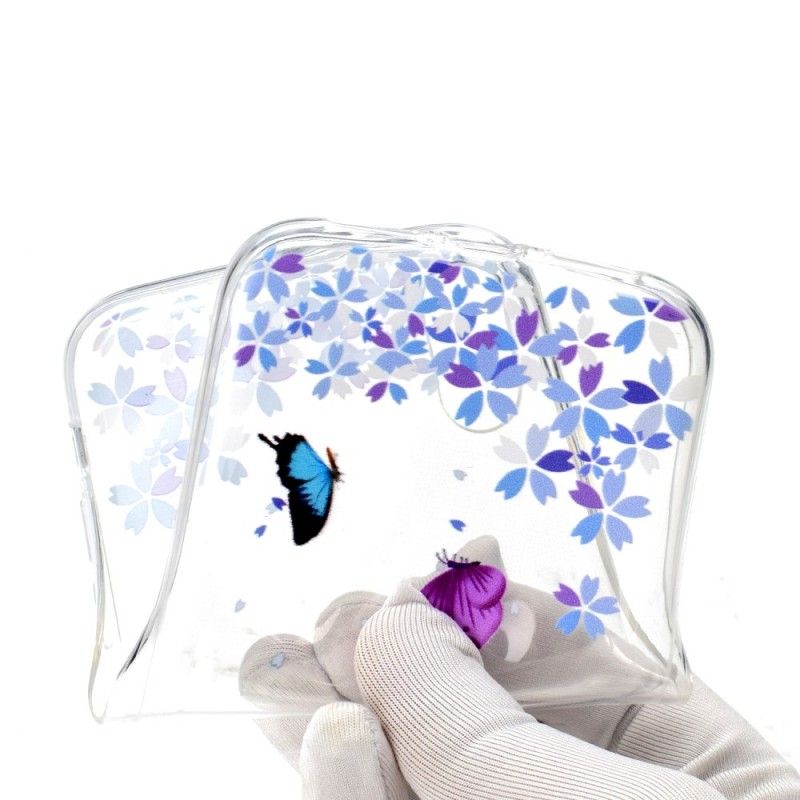 Hülle iPhone XR Handyhülle Transparente Schmetterlinge Und Blumen