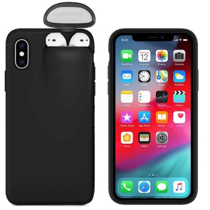 Hülle iPhone XR Schwarz 2-In-1-Airpods-Gehäuse