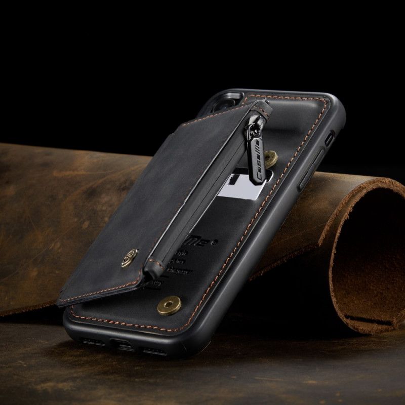 Hülle iPhone XR Schwarz Caseme Wallet-Stil