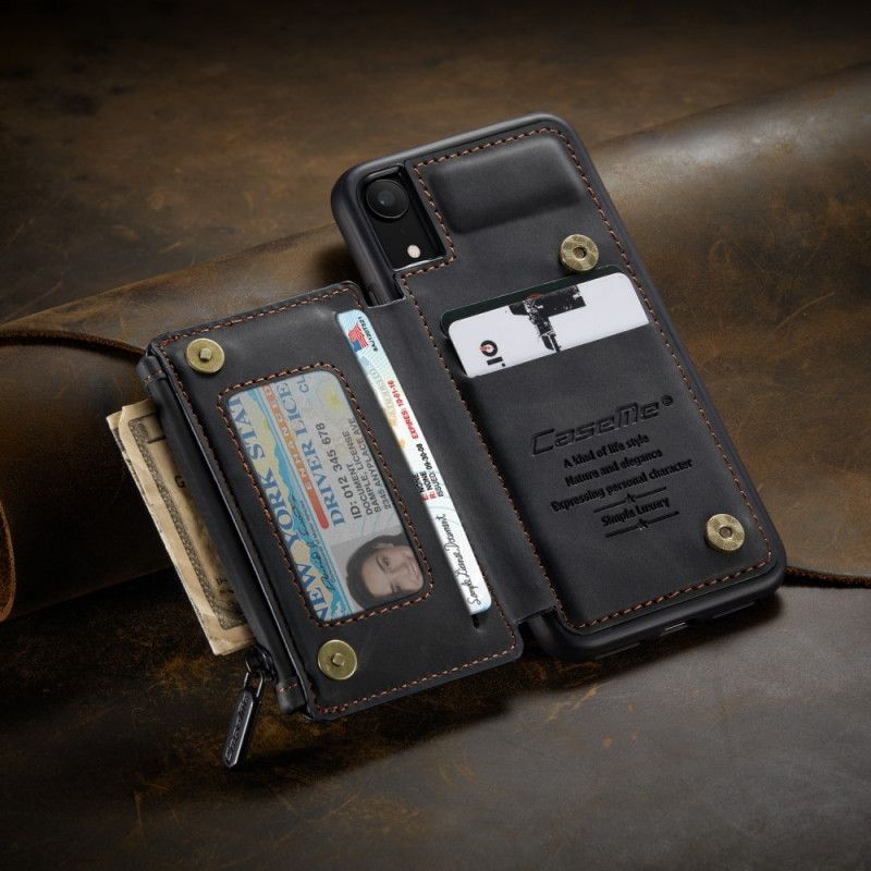 Hülle iPhone XR Schwarz Caseme Wallet-Stil