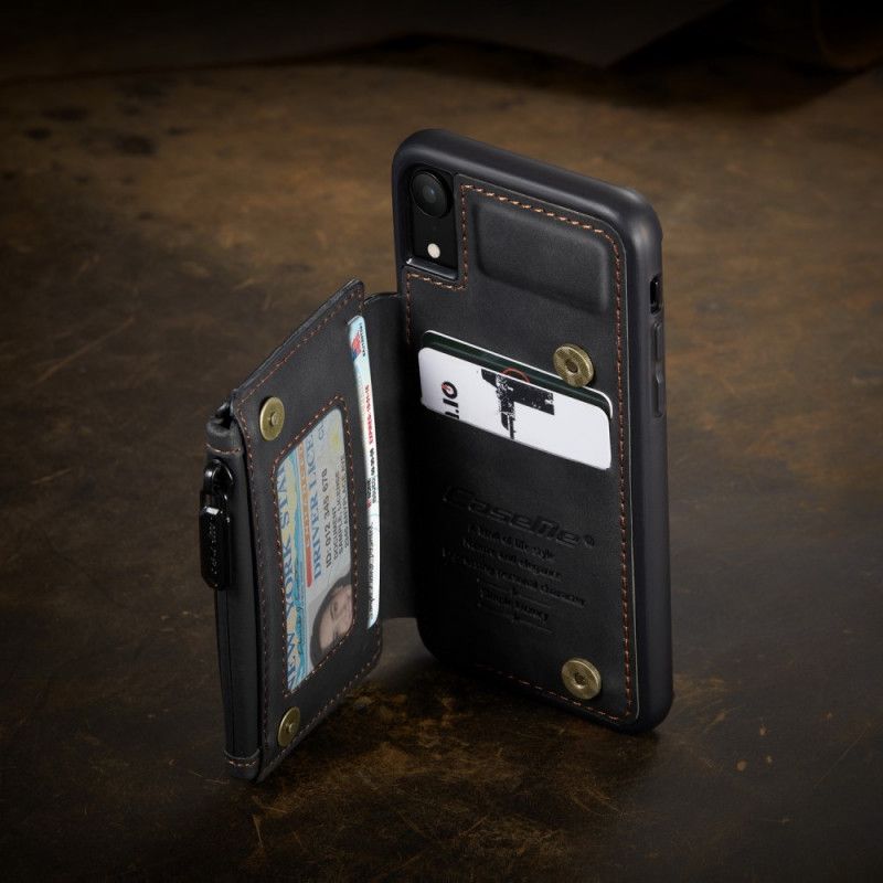 Hülle iPhone XR Schwarz Caseme Wallet-Stil