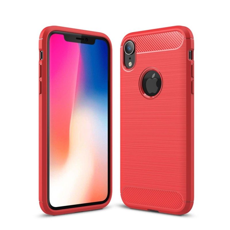 Hülle iPhone XR Schwarz Gebürstete Kohlefaser