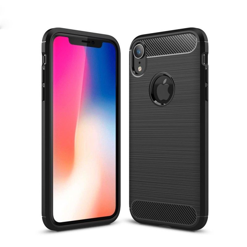 Hülle iPhone XR Schwarz Gebürstete Kohlefaser