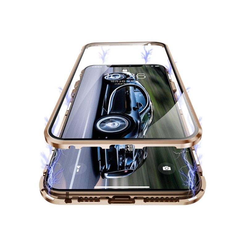 Hülle iPhone XR Schwarz Gehärtetes Glas Vorne Und Hinten