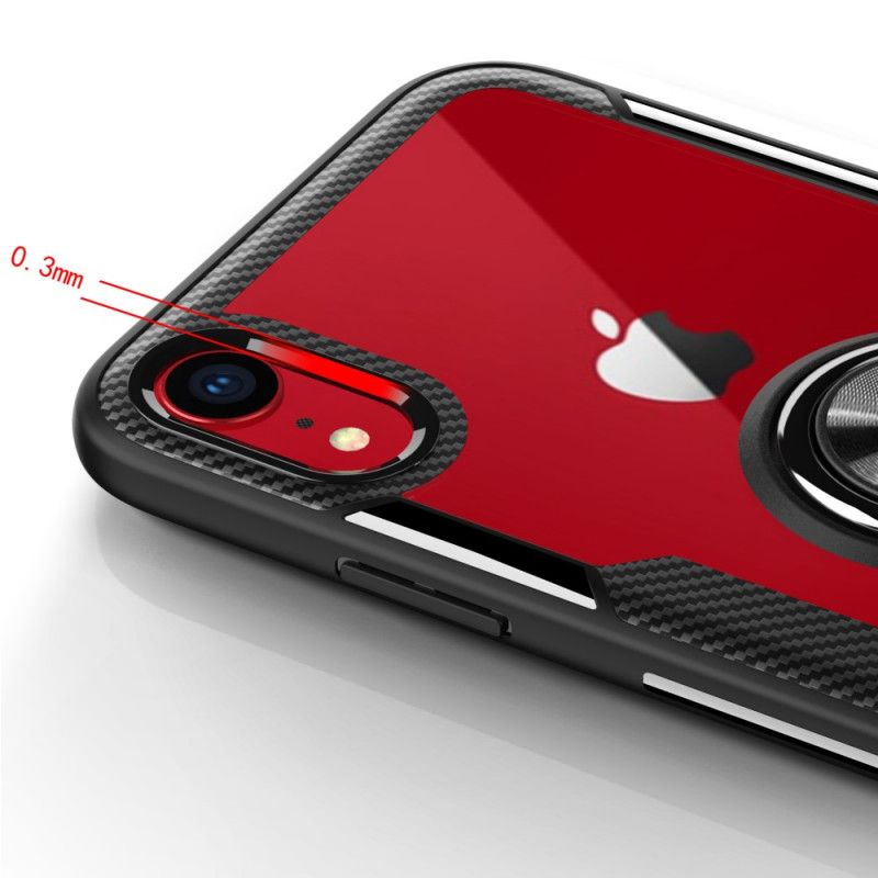 Hülle iPhone XR Schwarz Gehärtetes Ringträgerglas