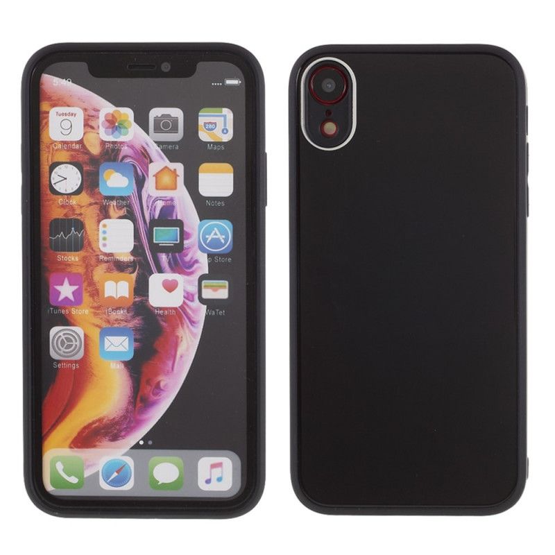 Hülle iPhone XR Schwarz Glasboden Und Silikonkanten