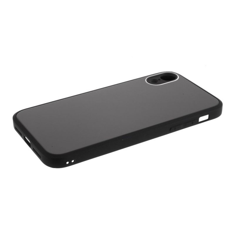 Hülle iPhone XR Schwarz Glasboden Und Silikonkanten