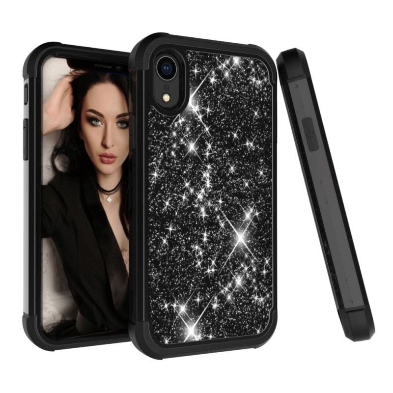 Hülle iPhone XR Schwarz Hybridglitter