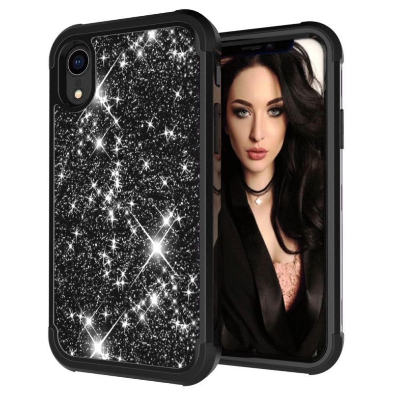 Hülle iPhone XR Schwarz Hybridglitter