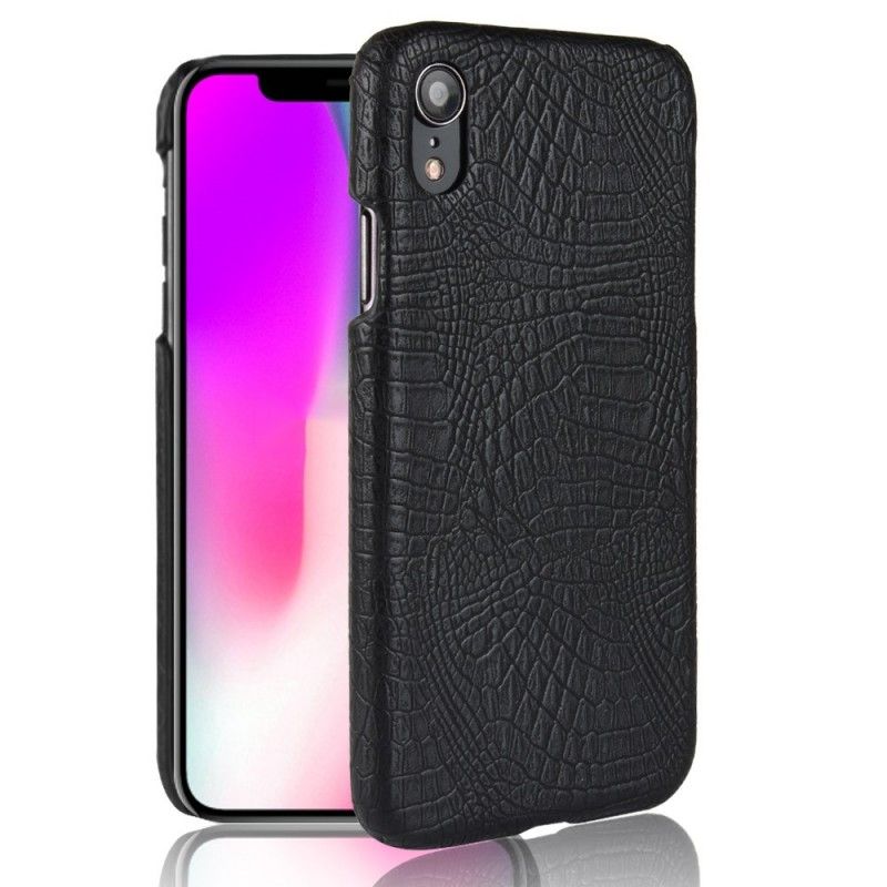 Hülle iPhone XR Schwarz Krokodilhauteffekt