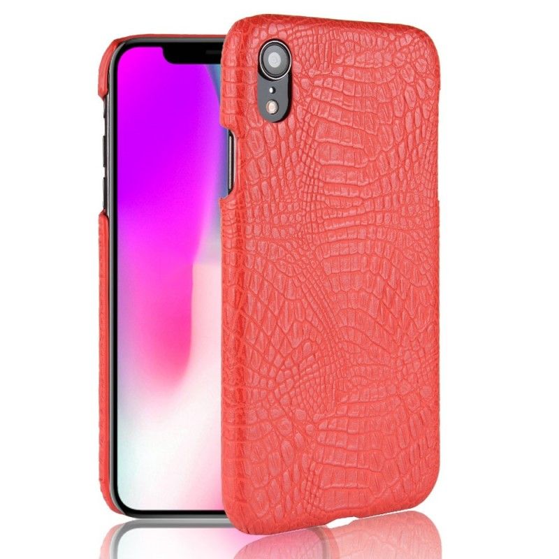 Hülle iPhone XR Schwarz Krokodilhauteffekt