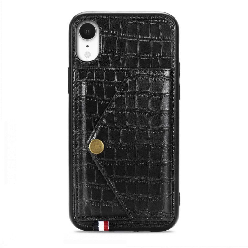 Hülle iPhone XR Schwarz Krokodilkartenhalter Und -Halter