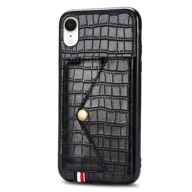 Hülle iPhone XR Schwarz Krokodilkartenhalter Und -Halter