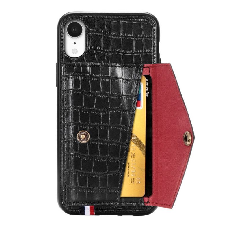 Hülle iPhone XR Schwarz Krokodilkartenhalter Und -Halter