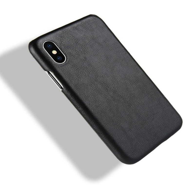 Hülle iPhone XR Schwarz Litschileder-Effekt