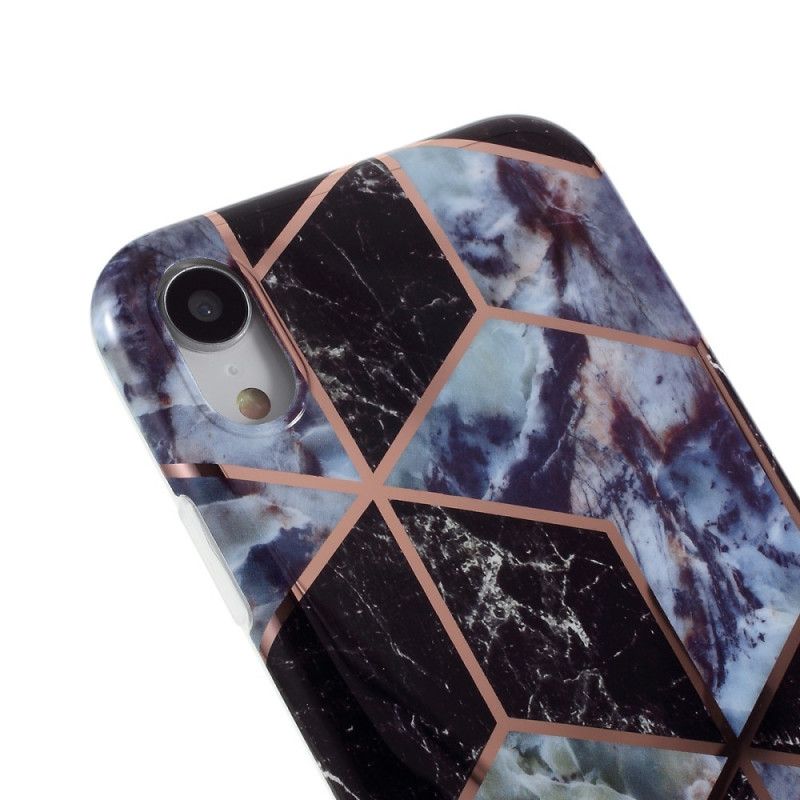 Hülle iPhone XR Schwarz Marmorfarbene Geometrie