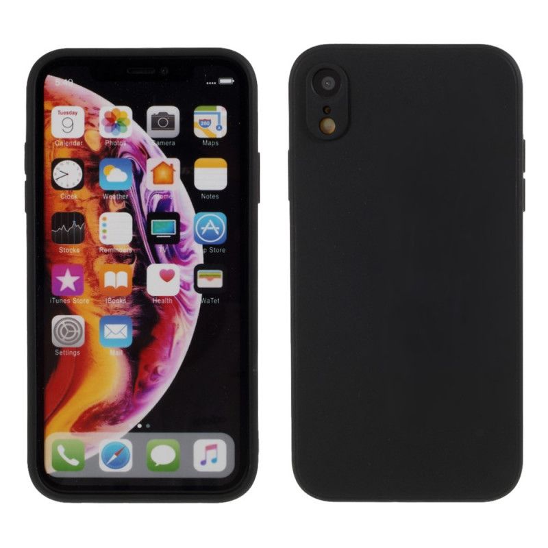 Hülle iPhone XR Schwarz Reines Farbmattes Silikon