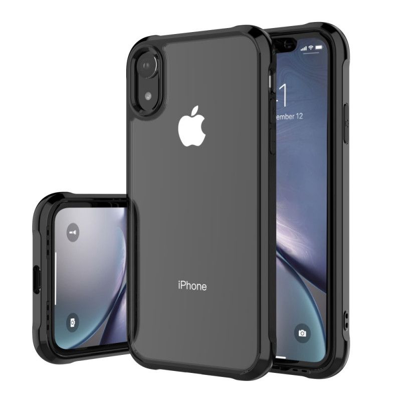 Hülle iPhone XR Schwarz Transparente Leeu-Schutzkissen