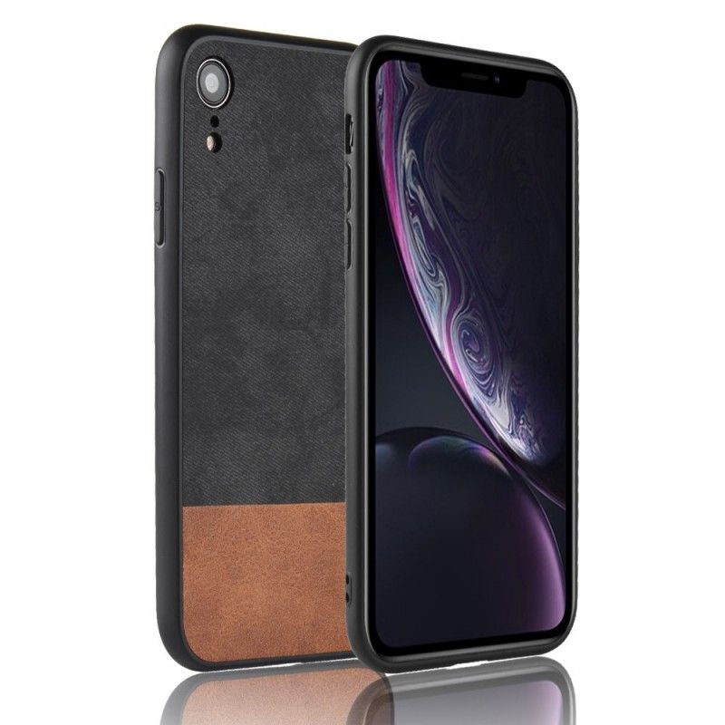 Hülle iPhone XR Schwarz Zweifarbiges Kunstleder