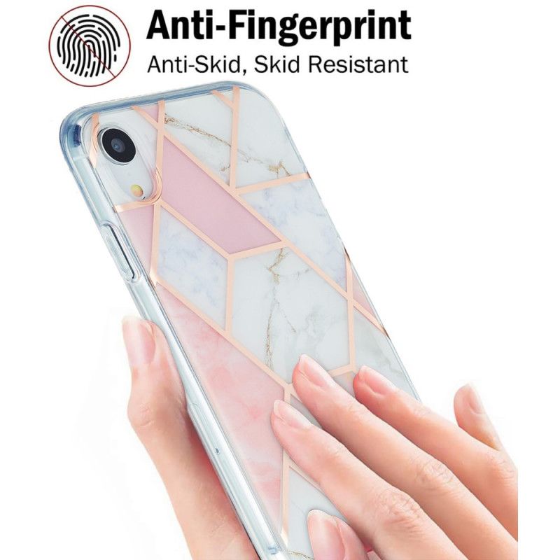 Hülle iPhone XR Weiß Auffälliger Geometrischer Marmor