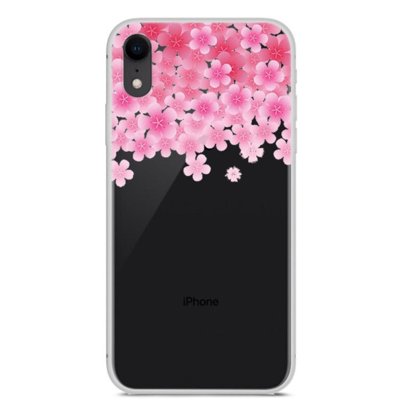 Hülle iPhone XR Weiß Blumen Und Herzen