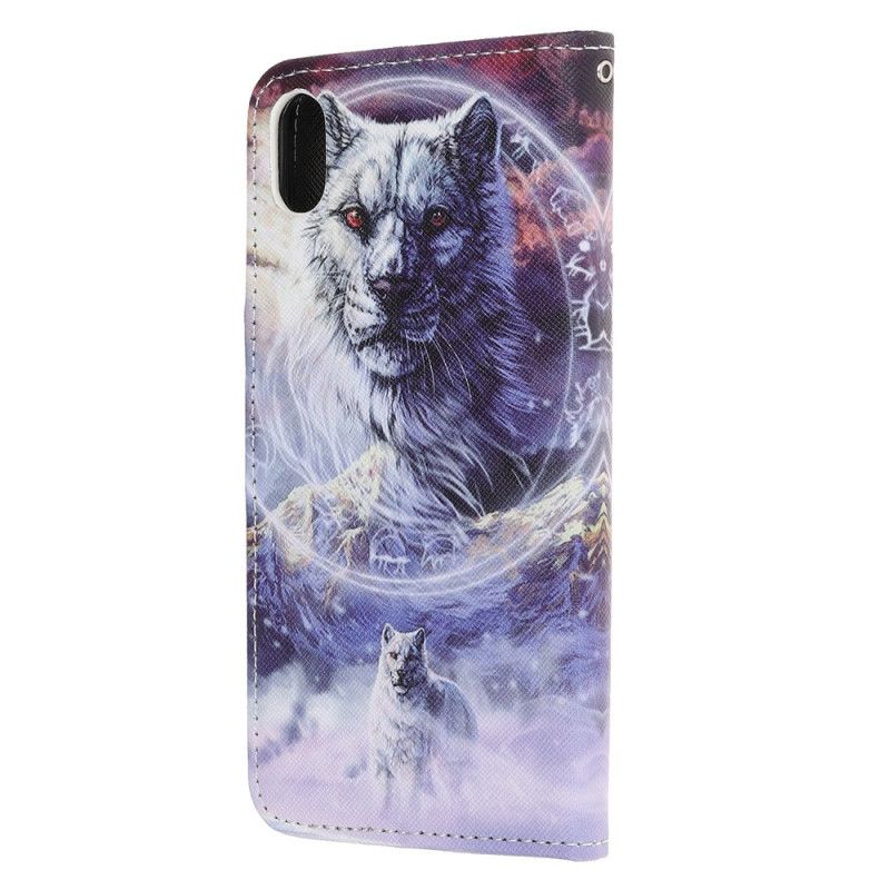 Lederhüllen Für iPhone XR Wolf Im Winter Mit Tanga