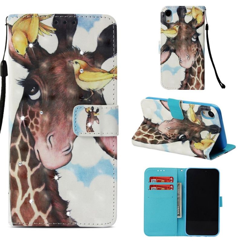 Lederhüllen iPhone XR Giraffe Mit Diamanten