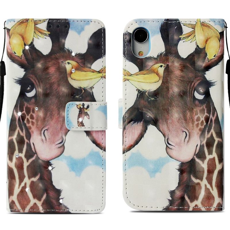 Lederhüllen iPhone XR Giraffe Mit Diamanten