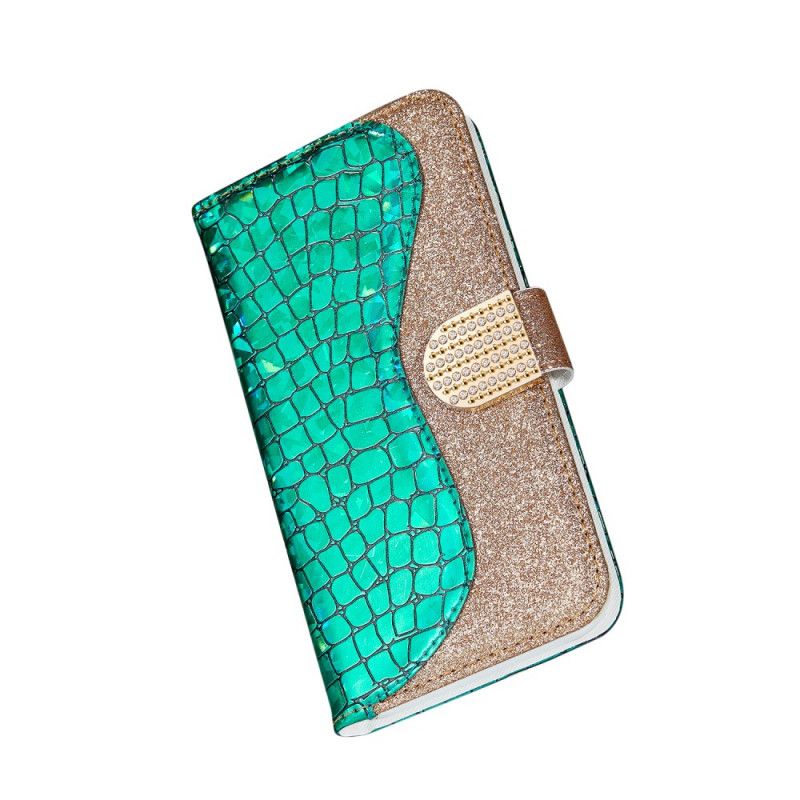 Lederhüllen iPhone XR Grün Krokodildiamanten