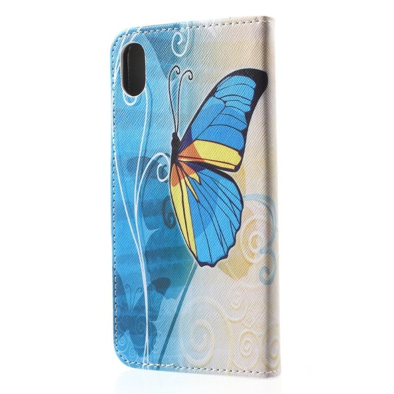 Lederhüllen iPhone XR Handyhülle Bunter Schmetterling