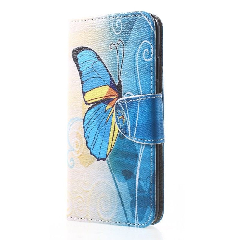 Lederhüllen iPhone XR Handyhülle Bunter Schmetterling