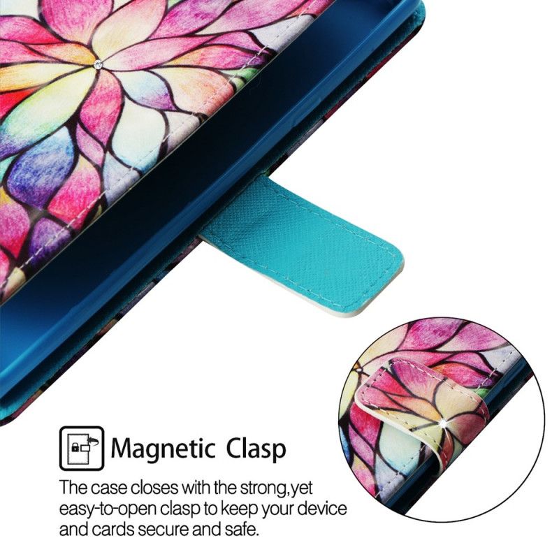 Lederhüllen iPhone XR Handyhülle Farbige Blume Mit Diamanten