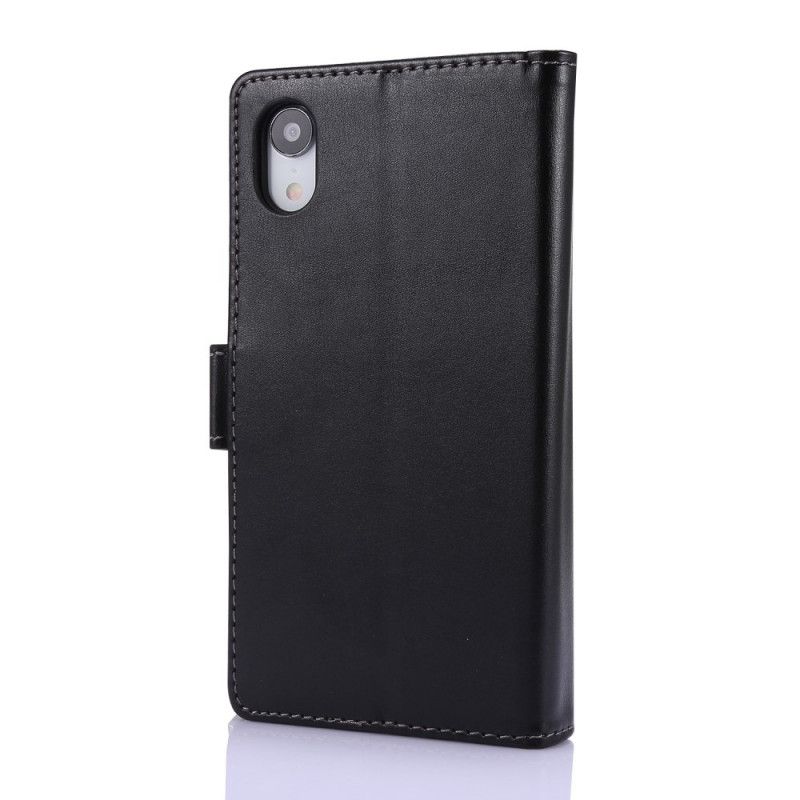 Lederhüllen iPhone XR Schwarz Handyhülle Multifunktions-Business-Wallet