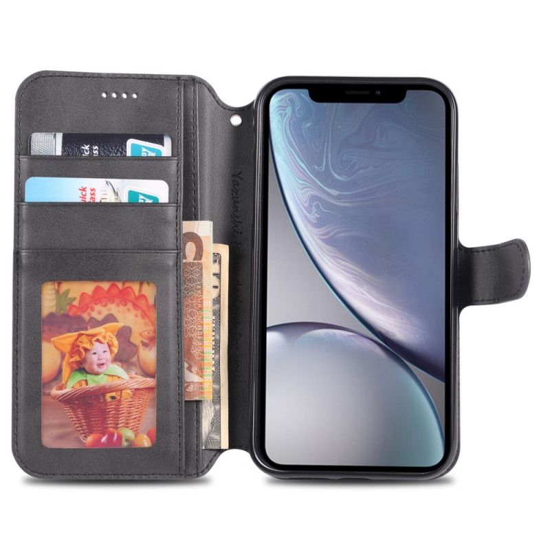 Lederhüllen iPhone XR Schwarz Ledereffekt-Azns