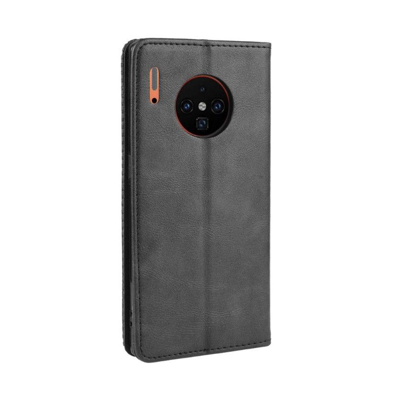 Flip Case Für Huawei Mate 30 Pro Schwarz Stilisierter Vintage-Ledereffekt