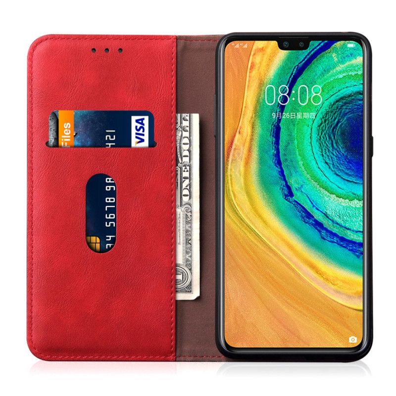 Flip Case Huawei Mate 30 Pro Schwarz Genähter Ledereffekt