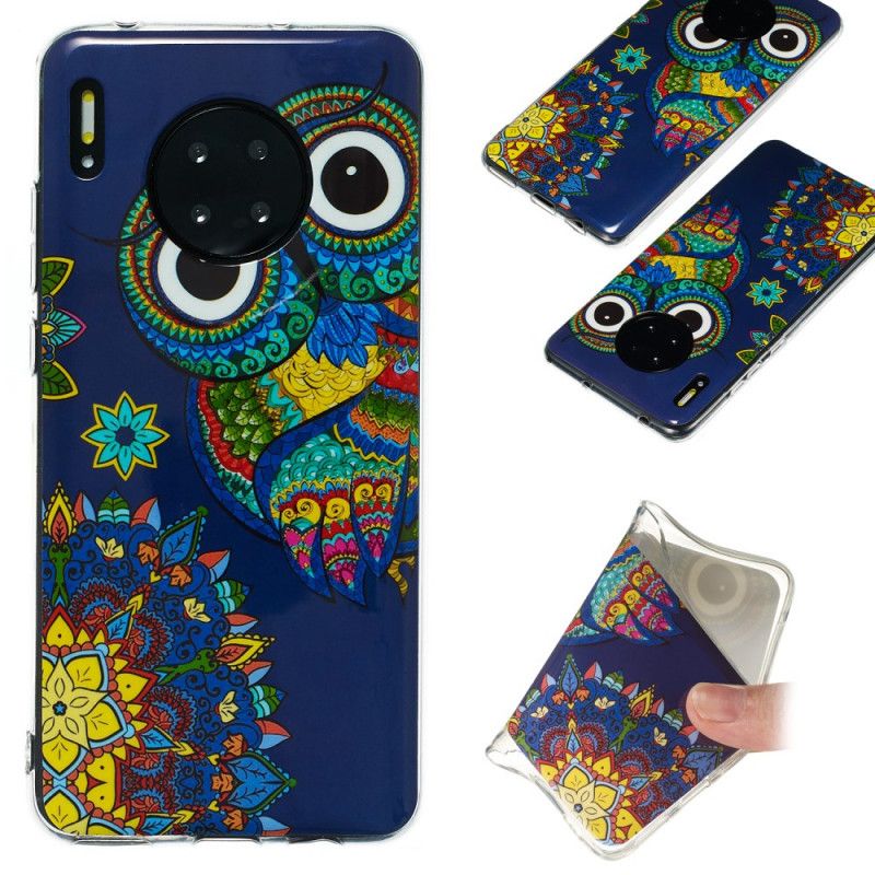 Hülle Huawei Mate 30 Pro Handyhülle Fluoreszierende Mandala-Eule