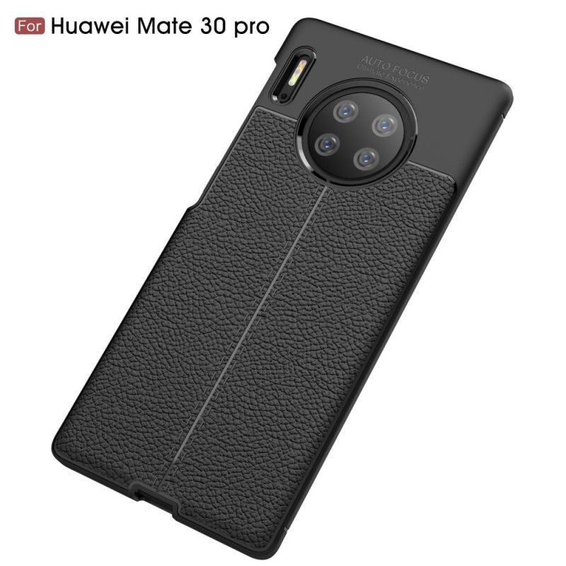 Hülle Huawei Mate 30 Pro Schwarz Doppellinien-Litschileder-Effekt