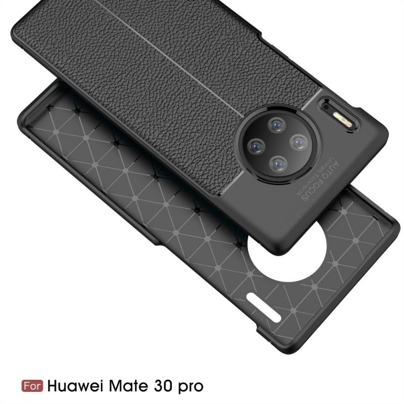 Hülle Huawei Mate 30 Pro Schwarz Doppellinien-Litschileder-Effekt