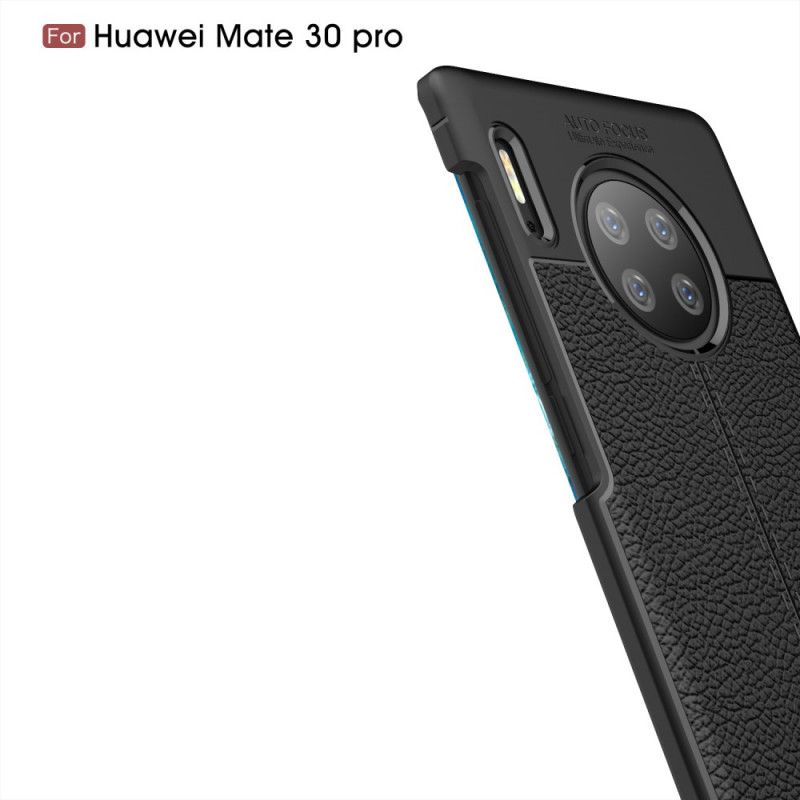 Hülle Huawei Mate 30 Pro Schwarz Doppellinien-Litschileder-Effekt