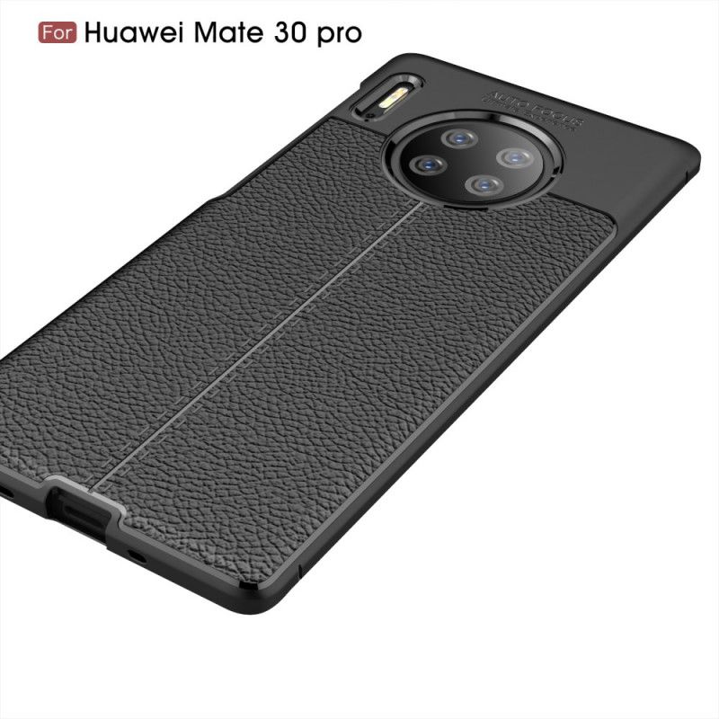 Hülle Huawei Mate 30 Pro Schwarz Doppellinien-Litschileder-Effekt