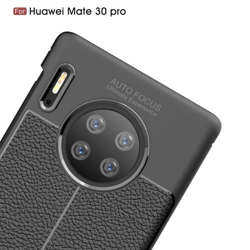 Hülle Huawei Mate 30 Pro Schwarz Doppellinien-Litschileder-Effekt