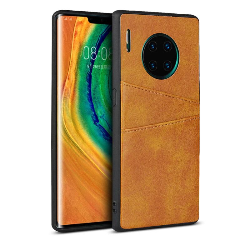 Hülle Huawei Mate 30 Pro Schwarz Doppelter Kartenhalter Mit Ledertextur