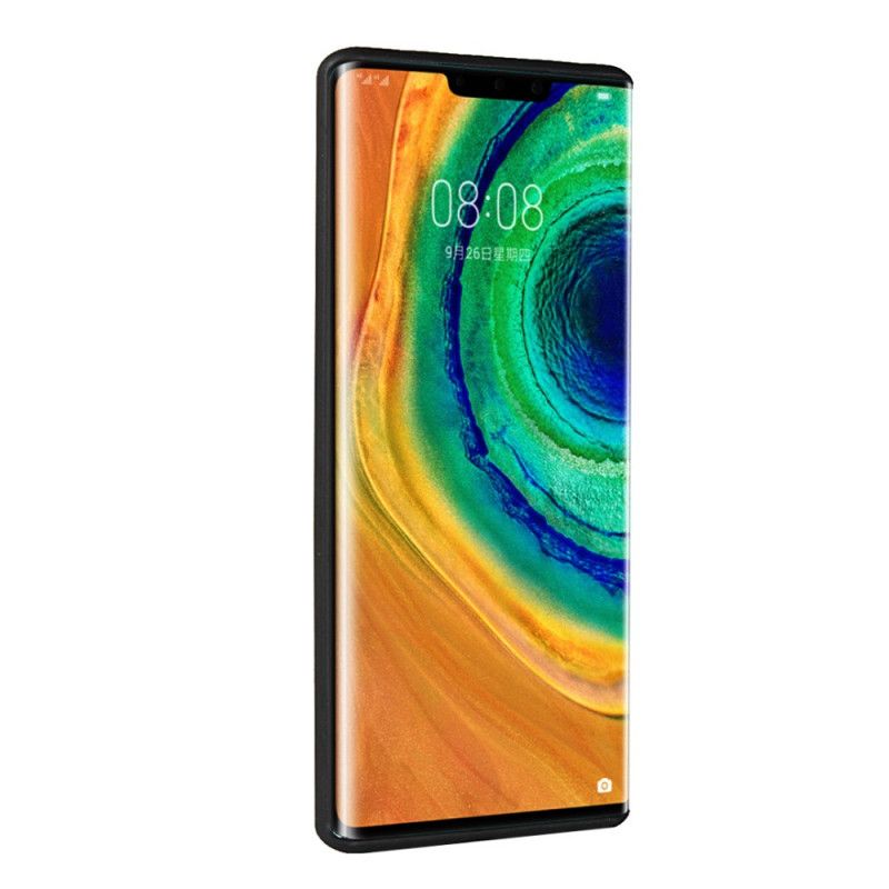 Hülle Huawei Mate 30 Pro Schwarz Doppelter Kartenhalter Mit Ledertextur