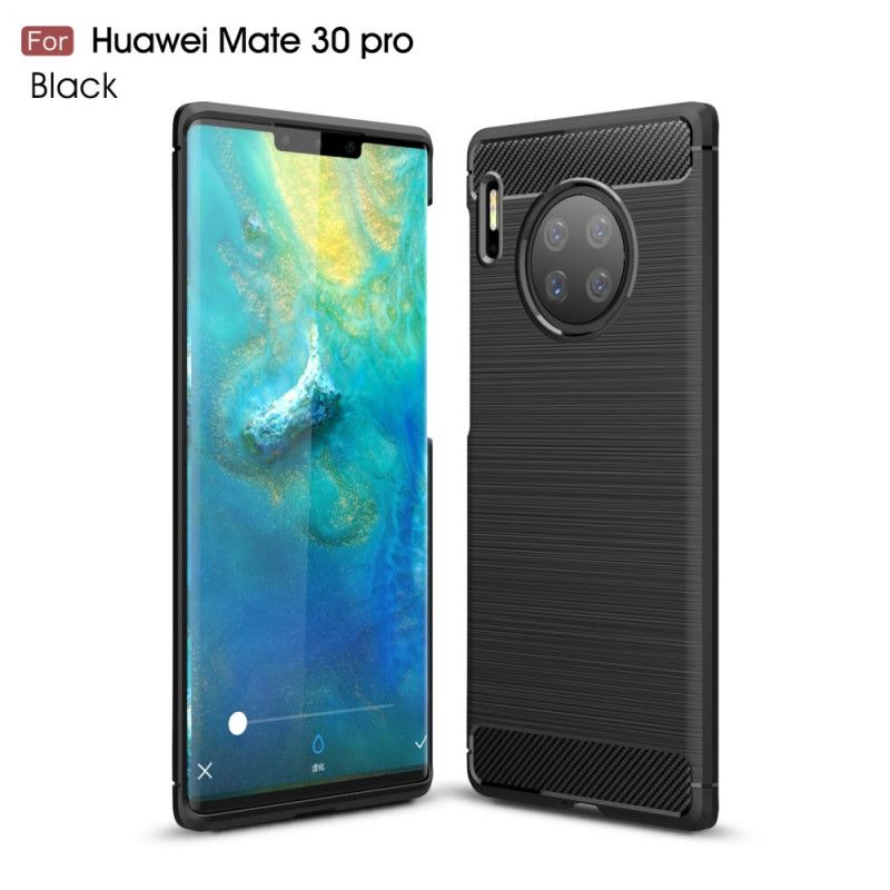 Hülle Huawei Mate 30 Pro Schwarz Gebürstete Kohlefaser