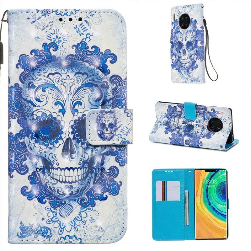 Lederhüllen Für Huawei Mate 30 Pro Blauer Schädel