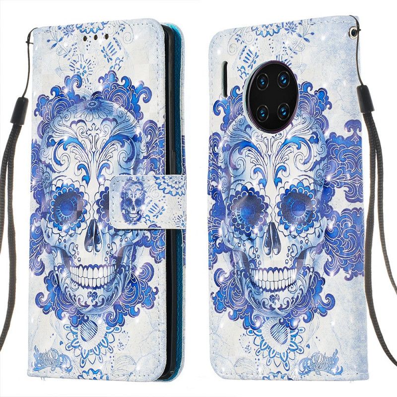 Lederhüllen Für Huawei Mate 30 Pro Blauer Schädel